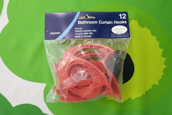 New Vintage Shower Curtain Hooks 1970s 80s Plastic Shower Curtain Rings  Coral Pink NOS 