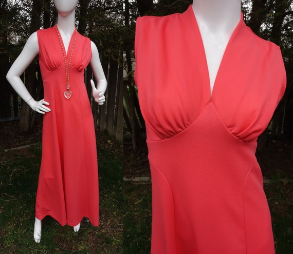 Vintage 70s Pink Maxi Dress 1970s Sleevless Gown … - image 2