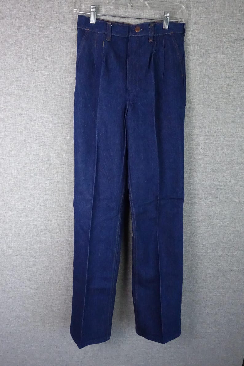 70s Wrangler Jeans High Waist Boot Cut Dark Wash 27" x 33" Deadstock NOS image 12