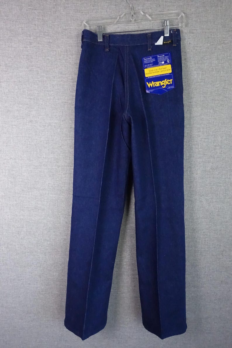 70s Wrangler Jeans High Waist Boot Cut Dark Wash 27" x 33" Deadstock NOS image 5