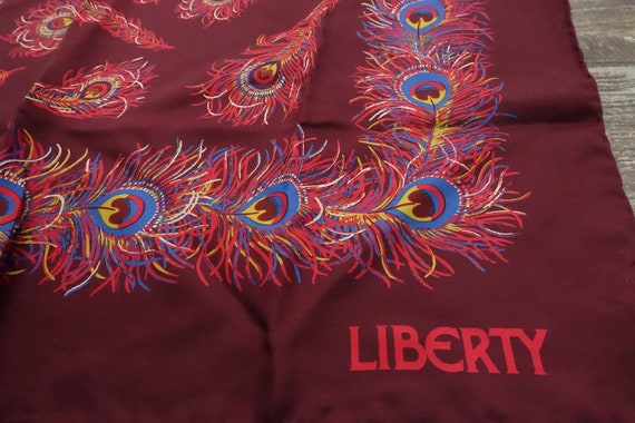 1970s Liberty of London Scarf Silk Peacock Feathe… - image 3