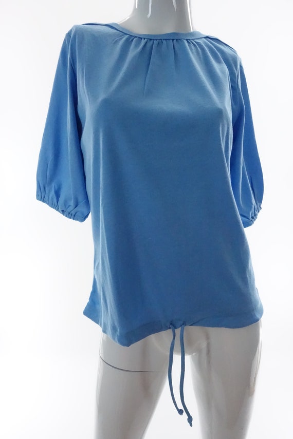 Vintage 70s Top Unworn Deadstock 1970s Blue Half … - image 2