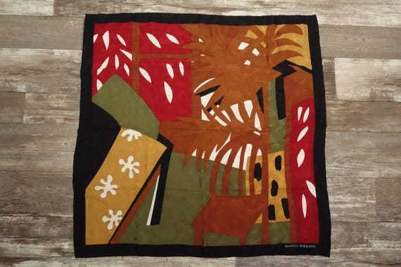 Manolo Borromeo Abstract Art Print Silk Jacquard Scarf 35"