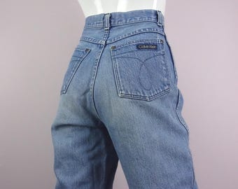 Vintage 80s Calvin Klein Blue Jeans High Waist 24" x 25.5" Cropped