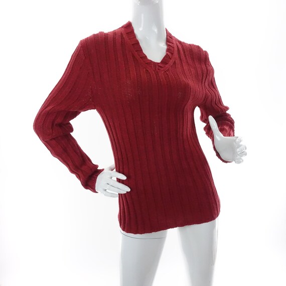Vintage Polo Ralph Lauren Linen Sweater Red Rib Knit