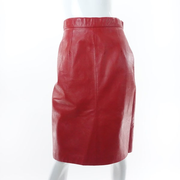 Red Leather Skirt Etsy