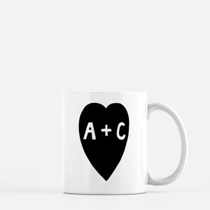 Custom couple mugs/Customized Monogramed Mug/Personalized Initial Mug Set/Newly Engaged Gifts for Couples/Just Engaged/Valentines Day 2023 image 1