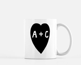 Custom couple mugs/Customized Monogramed Mug/Personalized Couple Initial Mug Set/Newly Engaged Gifts for Couples/Custom Just Engaged Gift