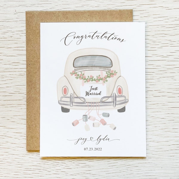 Custom Wedding Card/Just Married Personalized/Congratulations/Bride and Groom Name on Cards/Wedding Shower/Spring Summer Fall Winter 2024