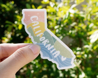 California Sticker/California Water Bottle Vinyl Sticker/California Gift for Him/Long Distance Gift California/California Art/California Map