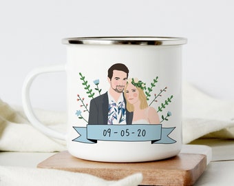 Custom Portrait Mug/Personalized Family Portrait on Mug/Engagements Gifts for Couple/Illustration from Photo/Valentines Day Gift for Friends