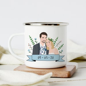 Custom Portrait Mug/Personalized Family Portrait on Mug/Engagements Gifts for Couple/Illustration from Photo/Valentines Day Gift for Friends