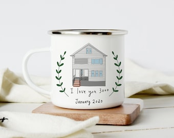 Custom House Portrait Mug/Personalized New Home Owner Gift/Custom Housewarming Gift/New Home Gift Personalized/Realtor Closing Gift Ideas