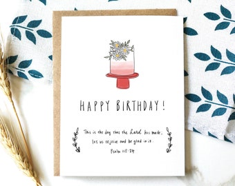 Happy Birthday Card for Her/Scripture Birthday Card with Psalm 118:24/This is the day that the Lord has made/Birthday Card with Bible Verse