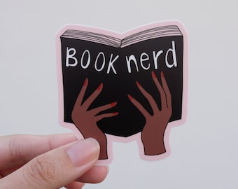 Book Nerd Sticker/Book Worm Sticker/Book Nerd Decal/Good Student Sticker/Waterproof Sticker Water bottle/Librarian Sticker/Bookworm  Decal