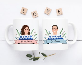 Couple Portrait Mug/Personalized Gifts girlfriend/Long Distance Couple Mug/His and Her Mugs/Happy Valentins Day Gift Idea for Boyfriend 2023