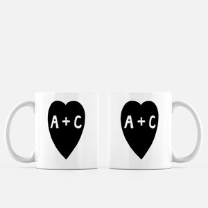 Custom couple mugs/Customized Monogramed Mug/Personalized Initial Mug Set/Newly Engaged Gifts for Couples/Just Engaged/Valentines Day 2023 image 2
