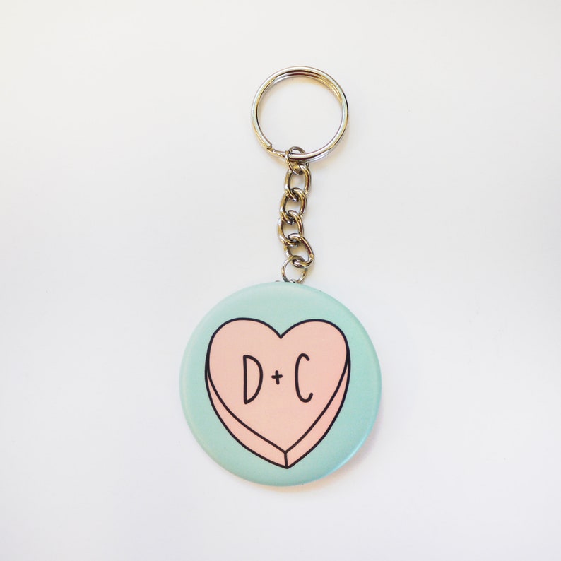 Custom Couple Initial Button/Cute Anniversary Gift for Girlfriend/Personalized Name/First Valentines Gift For Her/Valentines Gifts For Him Keychain