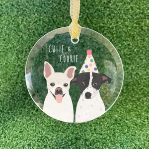 Custom Pet Portrait Ornament/Personalized Dog Illustration/Siamese Cat/Golden Retriever Rescue/New Puppy First Christmas/Holiday Gifts 2023 image 1