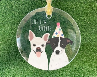 Custom Pet Portrait Ornament/Personalized Dog Illustration/Siamese Cat/Golden Retriever Rescue/New Puppy First Christmas/Holiday Gifts 2023