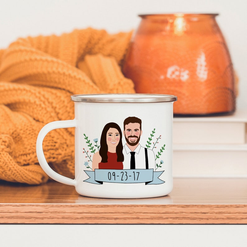 Custom Portrait Mug/Personalized Wedding Gift/Long Distance image 0