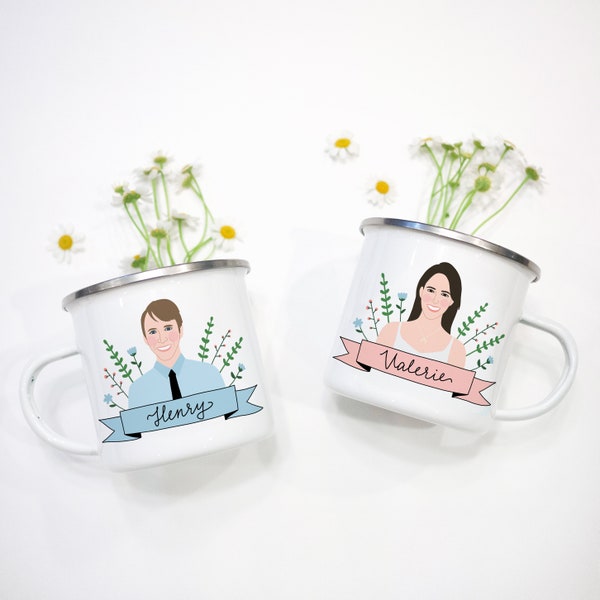 Custom Couple Portrait From Photo/Personalized Gifts for Her/Newly Engaged Mugs/Unique Wedding Gift/Husband and Wife Valentine's Day 2024