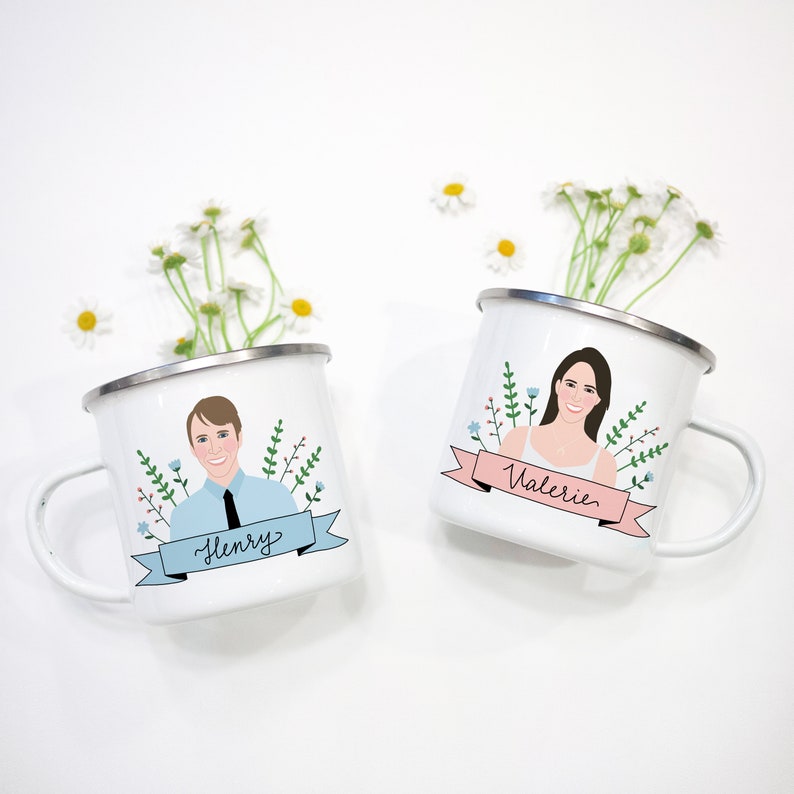 Custom Couple Portrait From Photo/Personalized Gifts for Her/Newly Engaged Mugs/Unique Wedding Gift/Husband and Wife Holiday Gifts 2022 