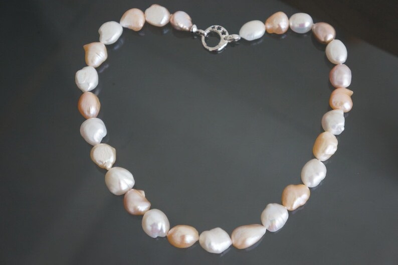 keshi pearl choker necklace with splendid luster and free of blemish 14*16mm Extraodinary multicolor large Eye-popping choker necklace !
