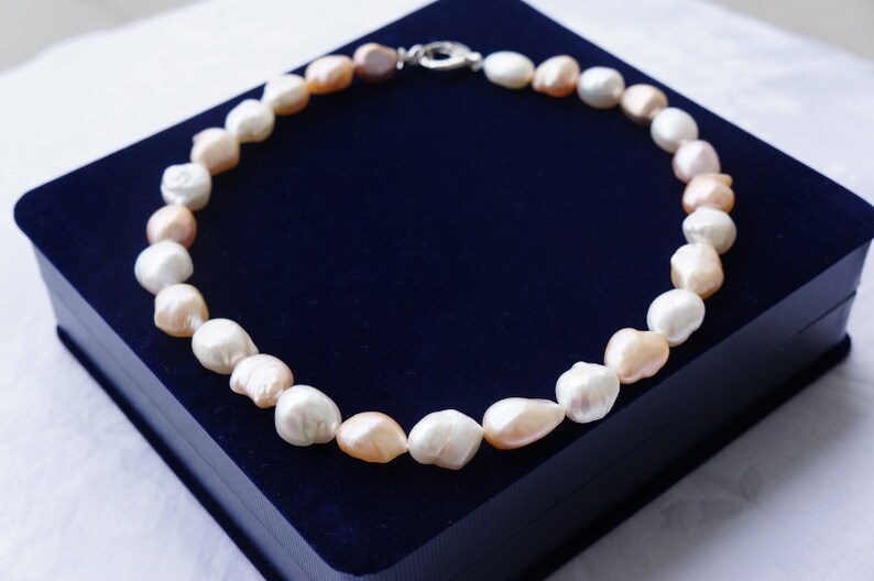 keshi pearl choker necklace with splendid luster and free of blemish 14*16mm Extraodinary multicolor large Eye-popping choker necklace !