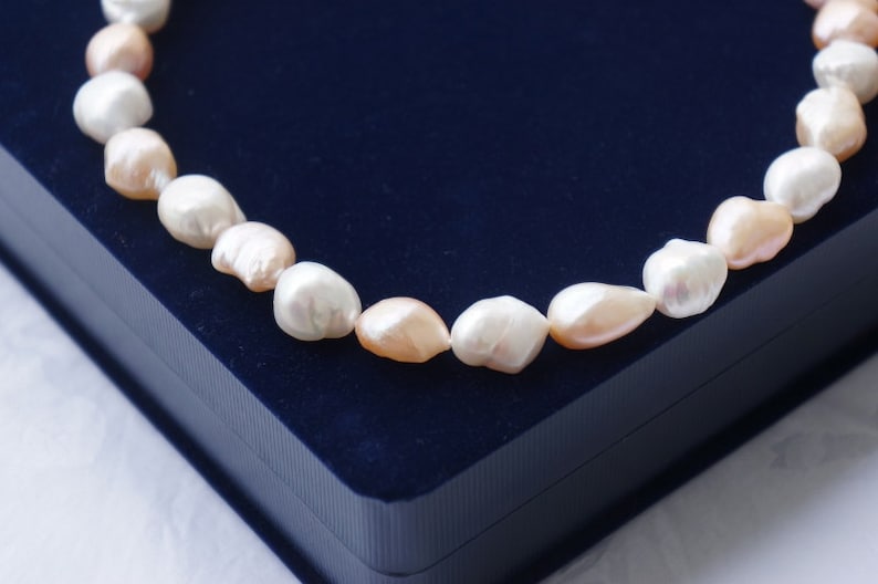keshi pearl choker necklace with splendid luster and free of blemish 14*16mm Extraodinary multicolor large Eye-popping choker necklace !