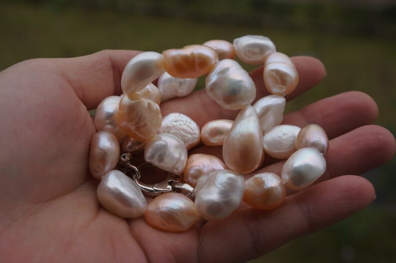 keshi pearl choker necklace with splendid luster and free of blemish 14*16mm Extraodinary multicolor large Eye-popping choker necklace !
