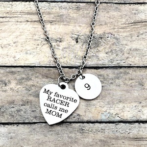 Favorite Racer Calls Me Mom, Custom Number Pendant, Race Mom, Motocross Jewelry, Dirt Bike, Moto Mom, Dirt Track Racing, Custom Necklace