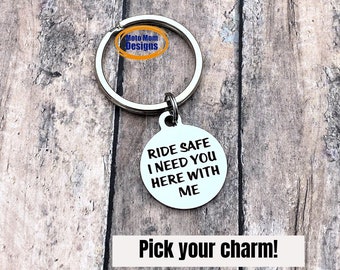 Ride Safe Keychain, Gift for Him, Motocross Gift, Dirt Track Racing, Dirt Bike Keychain, Gift for Him, Motorcycle Keychain, Racing Keychain