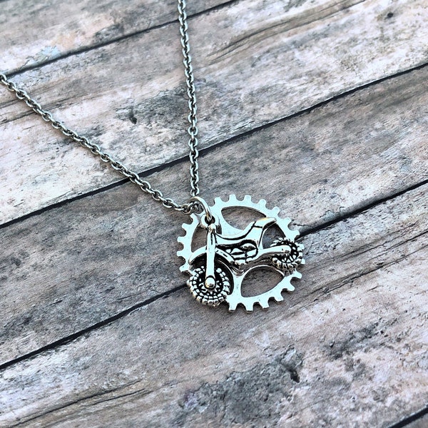 Dirt Bike Sprocket Necklace, Dirt Track Racing, Motocross Gift, Racing Necklace, Motocross Jewelry, Dirt Bike Jewelry, Race Mom Gift