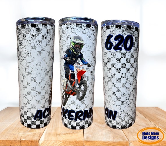 Custom Motocross Photo Tumbler: Personalized Racing Gift