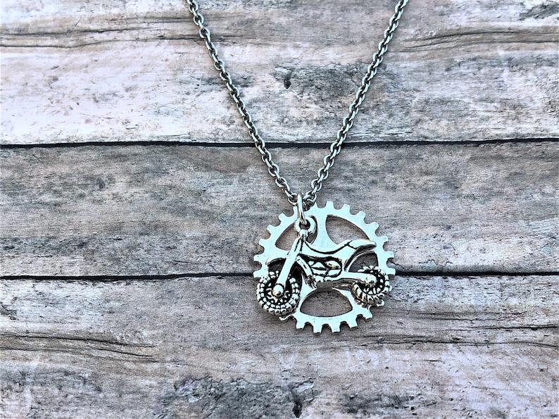 Dirt Bike Sprocket Necklace, Dirt Track Racing, Motocross Gift, Racing Necklace, Motocross Jewelry, Dirt Bike Jewelry, Race Mom Gift image 7