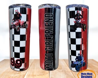 Custom Moto Girlfriend Tumbler, Racing Tumbler, Gift for Her, Picture Tumbler, Racing Cup, Insulated Tumbler, Racing Gifts, Travel Mug