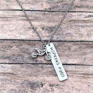 Personalized Motocross Necklace- Dirt Bike- Name Necklace- Motocross Jewelry- Dirt Track Racing- Race Mom- Number Plate Jewelry