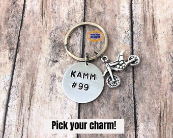 Personalized Motocross Keychain, Customizable Motocross, Dirt Bike Gift, Custom Keychain, Gift for Him, Dirt Track Racing, Racing Gift