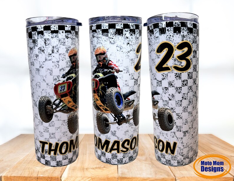 Custom Picture and Number Racing Tumbler with Straw