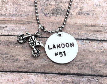 Custom Dirt Bike Necklace, Motocross Gift, Boy Necklace, Dirt Track Racing, Racing Gift, Custom Necklace, Boys Racing Necklace