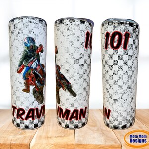 Custom Motocross Photo Tumbler: Personalized Racing Gift image 3