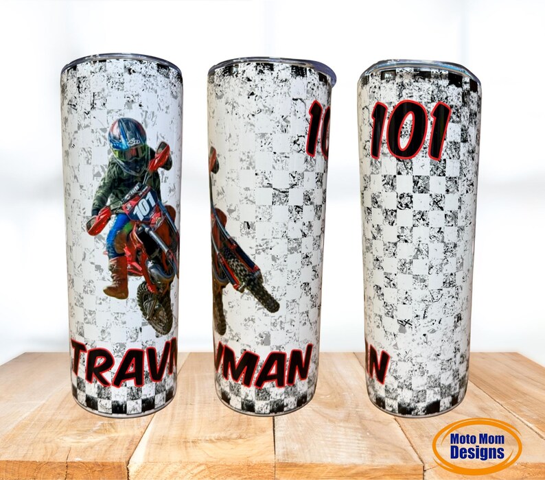 Custom Motocross Photo Tumbler: Personalized Racing Gift image 3