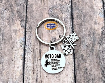 Dirt Bike Keychain - Motocross Gift - Dirt Bike - Gift for Dad - Motocross Dad - Racing Gift - Dirt Track Racing - Men's Key ring