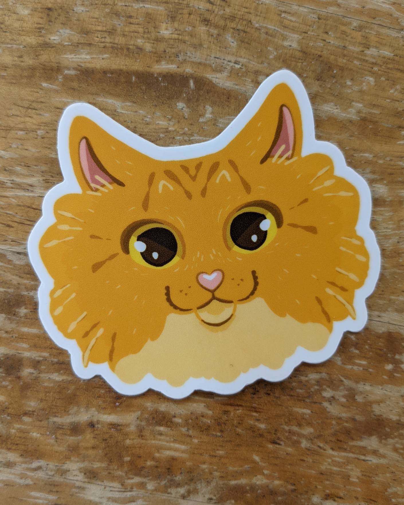 Cute Kitty Sticker/orange Cat Vinyl Sticker - Etsy