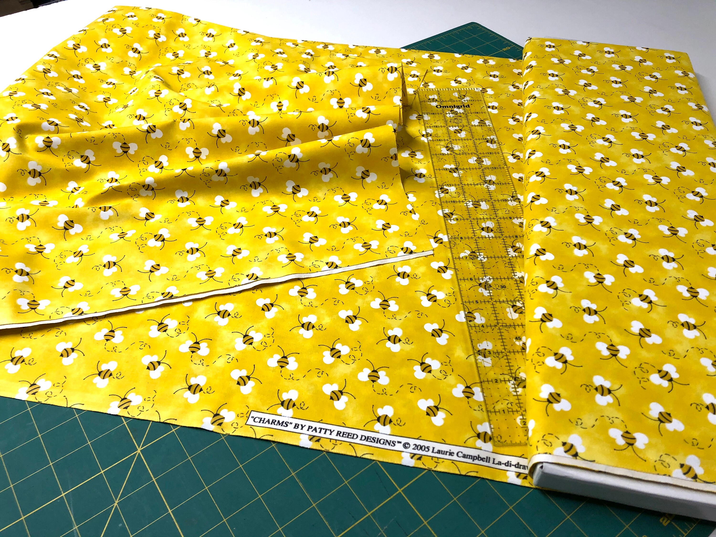 Yellow Bee Fabric 1/2 yard. Cotton 45 in Wide. Fast Free Etsy