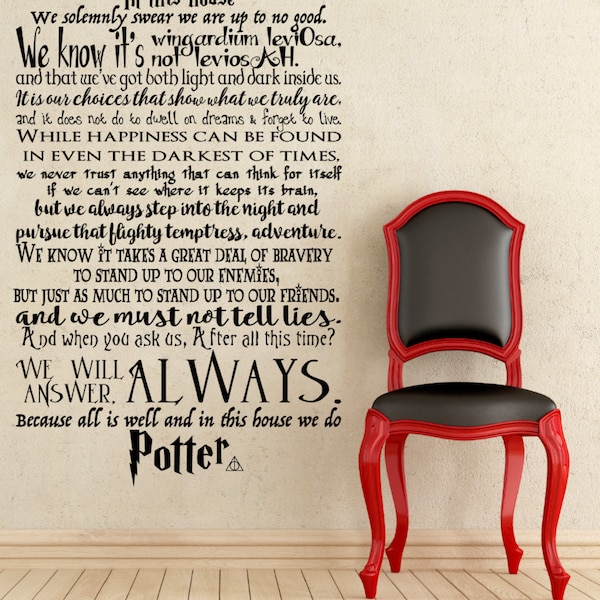 SMALL & MEDIUM In this House We Do Potter, We do Harry Potter wall decal, Harry Potter quotes wall decal