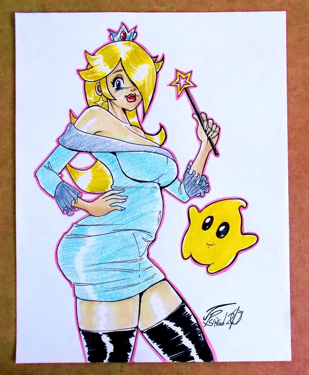 Sexy Princess Rosalina Original Marker Drawing 9 x | Etsy