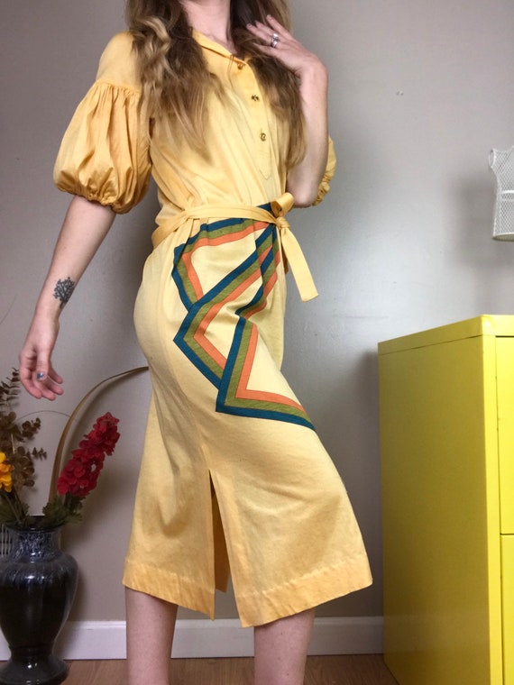 1970’s Roberta Di Camerino Designer Pale Yellow Fu