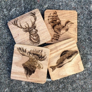 Wooden Hunting and Fishing Coasters